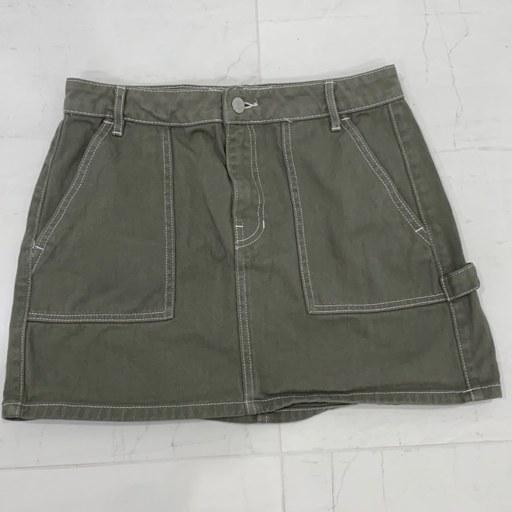 A green jean skirt